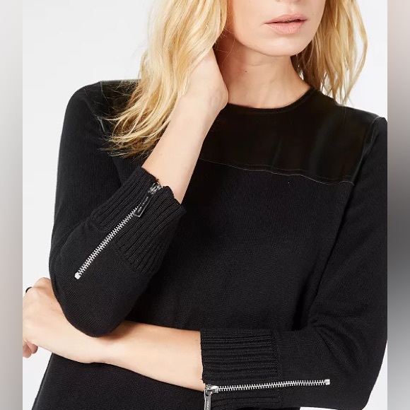 Michael Kors | Faux Leather Trim Sheath Dress - Picture 2 of 8